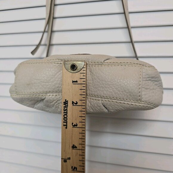 MICHAEL KORS Charlton Leather Mini Crossbody Bag Cream Gold Tone Hardware Preppy - Picture 12 of 12